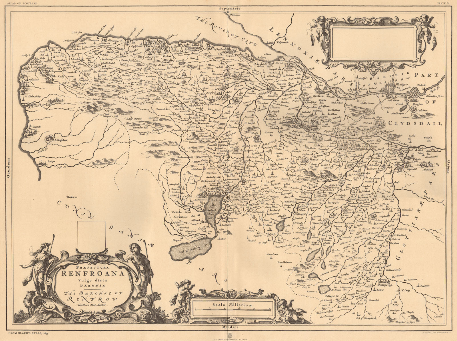 Praefectura Renfroana Vulgo dicta Baronia'. Renfrew. BLAEU 1654 copy 1912 map